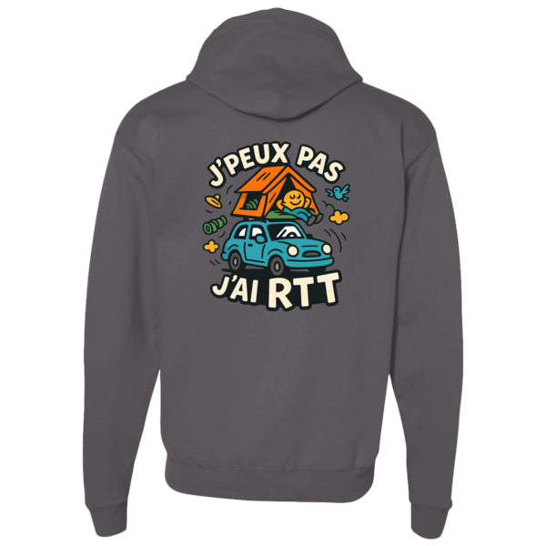 Sweat capuche zippé contrasté - J'peux pas j'ai RTT